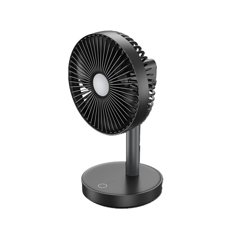 TCP 7 Inch Black Rechargeable Desk Fan
