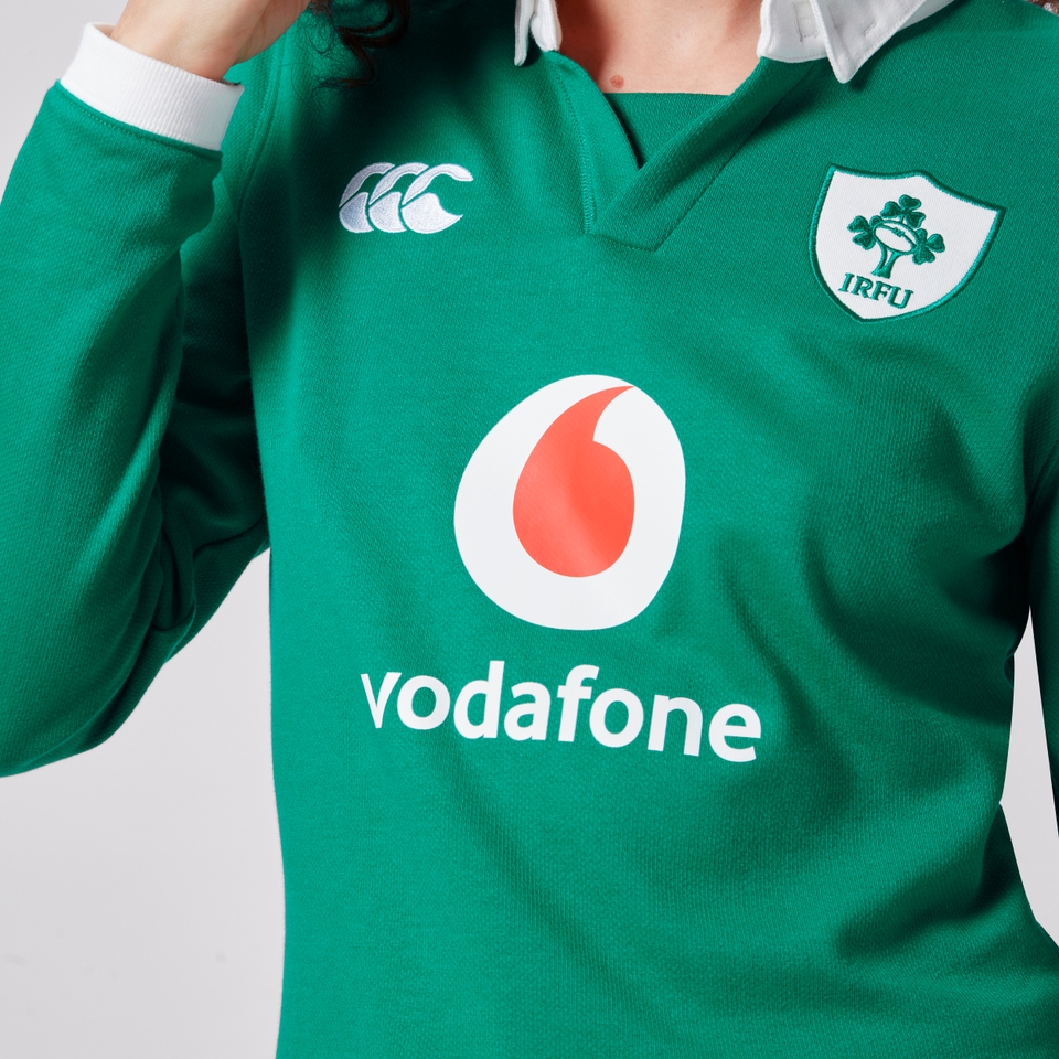 WOMENS IRELAND HOME LS CLASSIC POLO SHIRT GREEN/WHITE