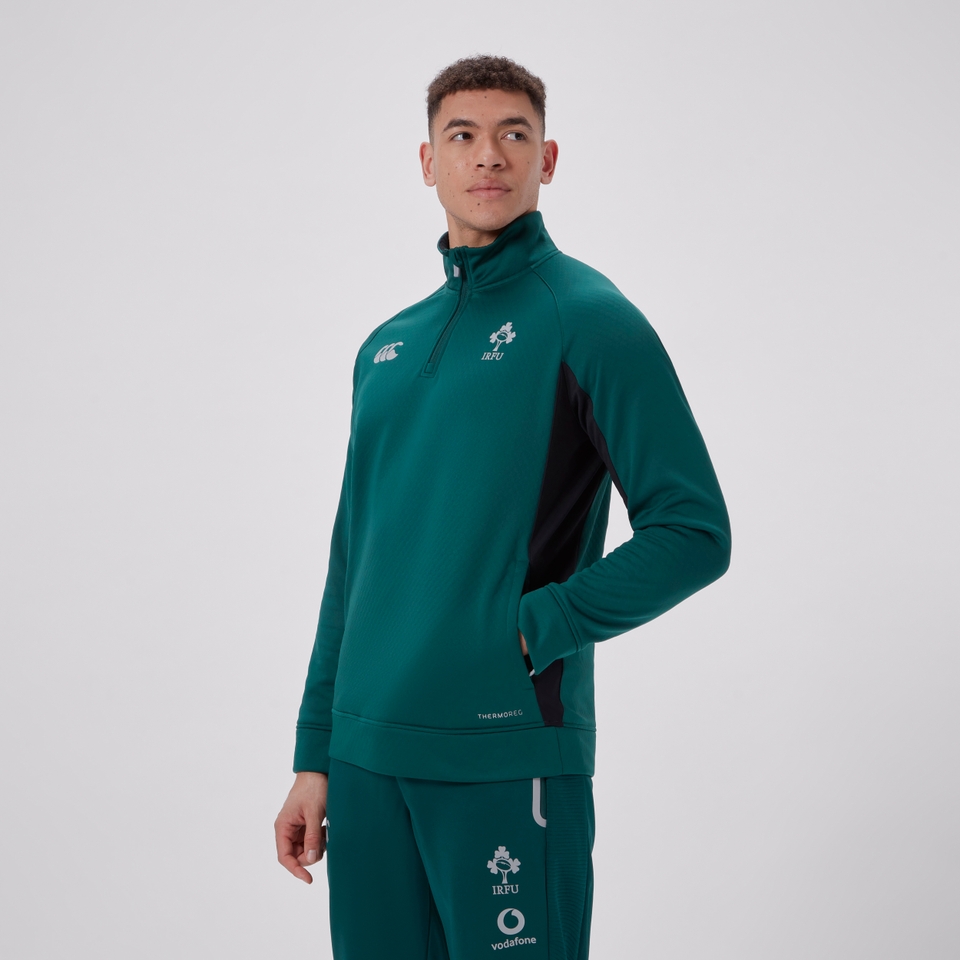 MENS IRELAND 1/4 ZIP TRAINING TOP GREEN/BLACK