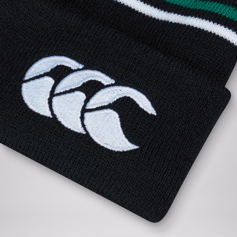 ADULT UNISEX IRELAND BOBBLE HAT BLACK/GREEN