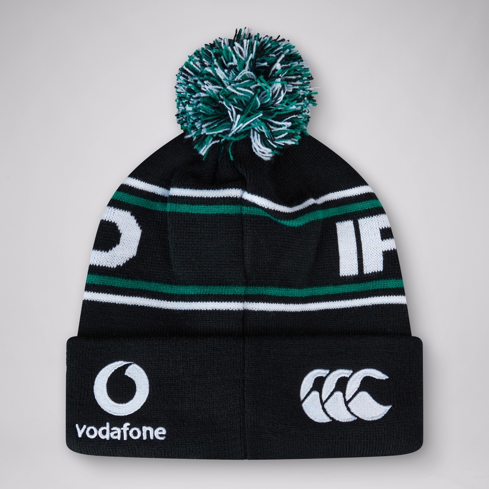 ADULT UNISEX IRELAND BOBBLE HAT BLACK/GREEN