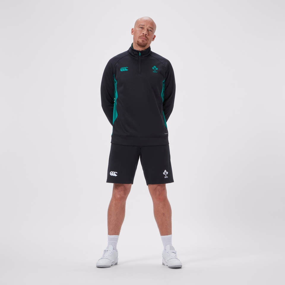 MENS IRELAND 1/4 ZIP TRAINING TOP BLACK/GREEN