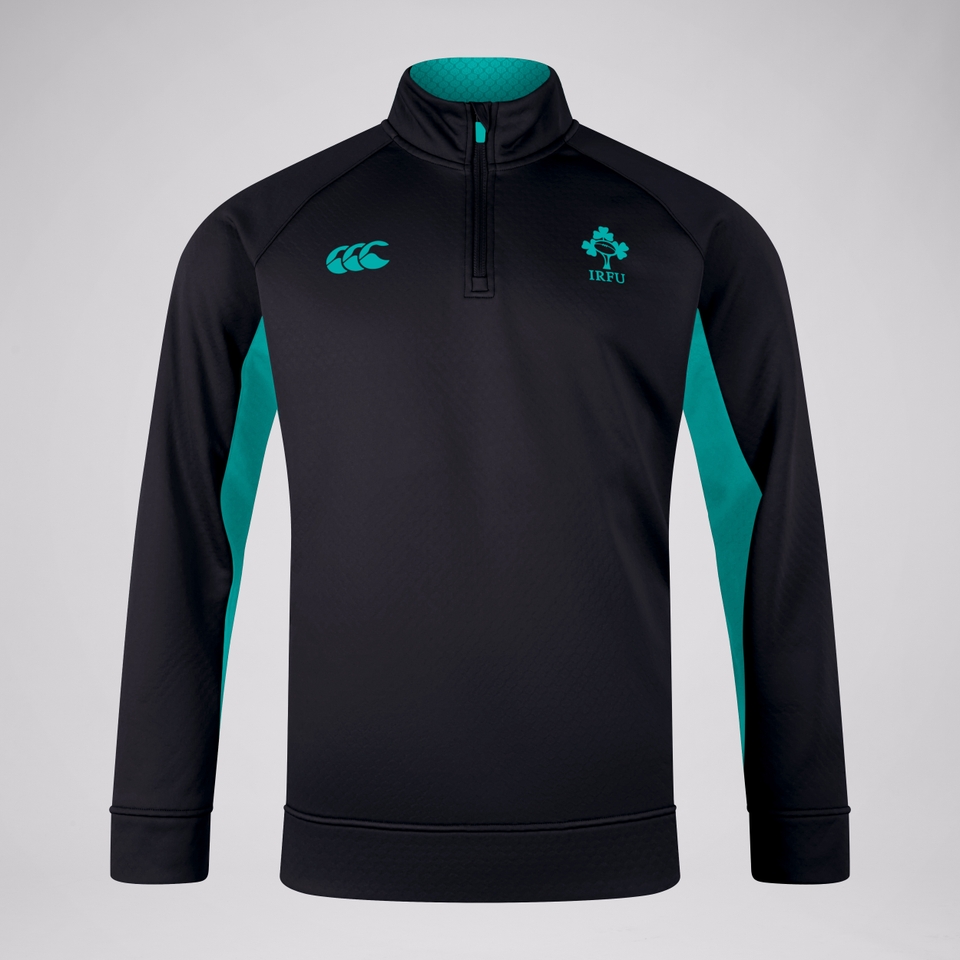 MENS IRELAND 1/4 ZIP TRAINING TOP BLACK/GREEN