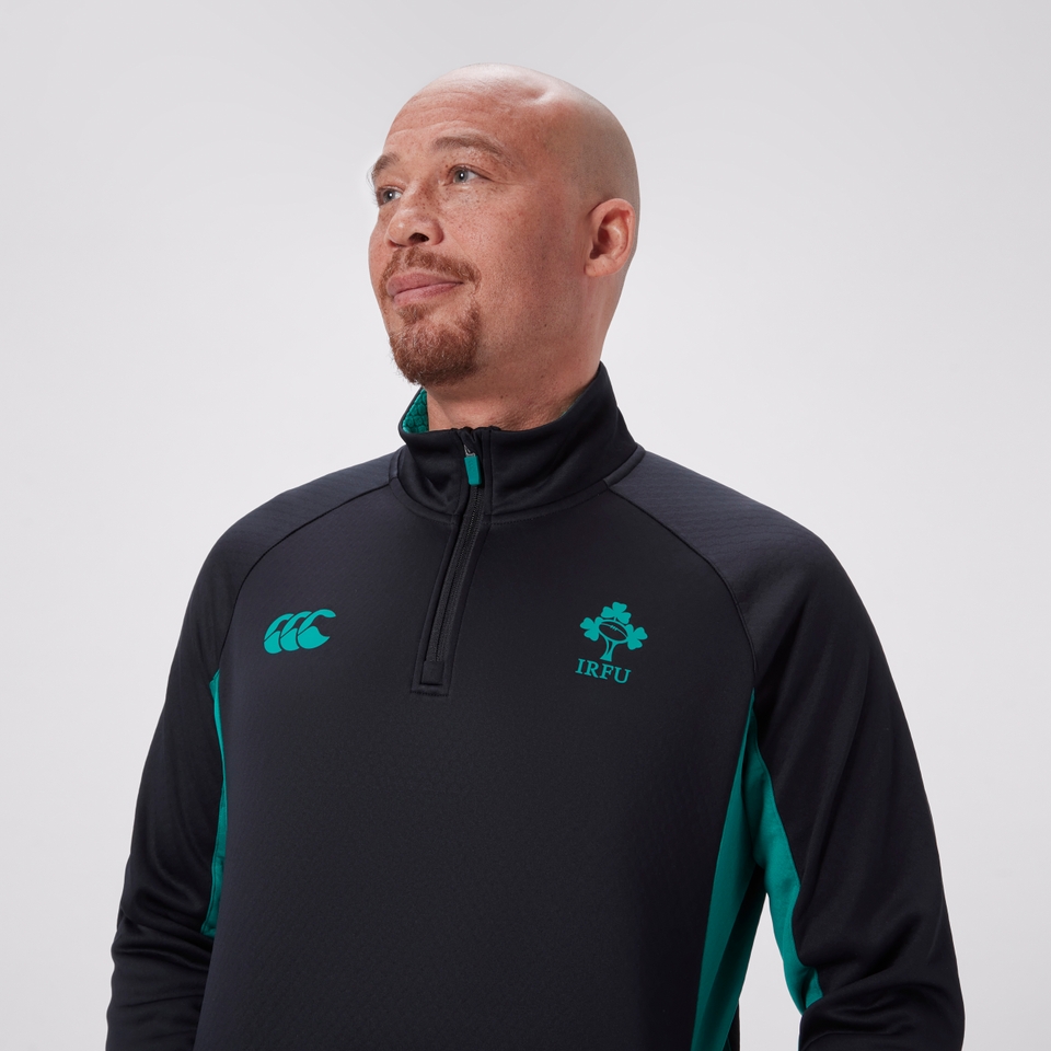 MENS IRELAND 1/4 ZIP TRAINING TOP BLACK/GREEN