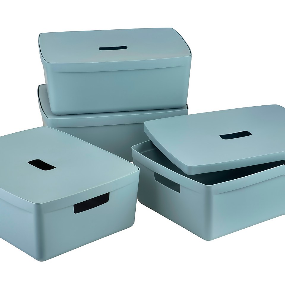 Inabox Home Storage Box & Lid - 19L - Cottage Blue