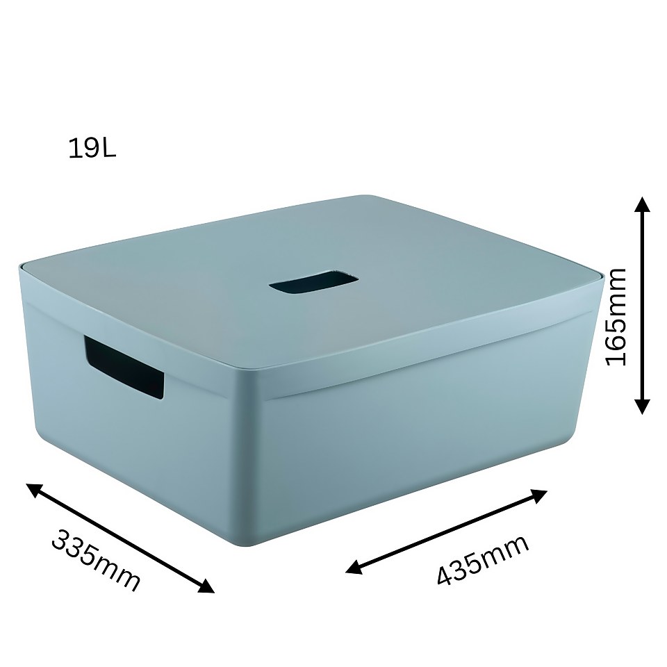 Inabox Home Storage Box & Lid - 19L - Cottage Blue