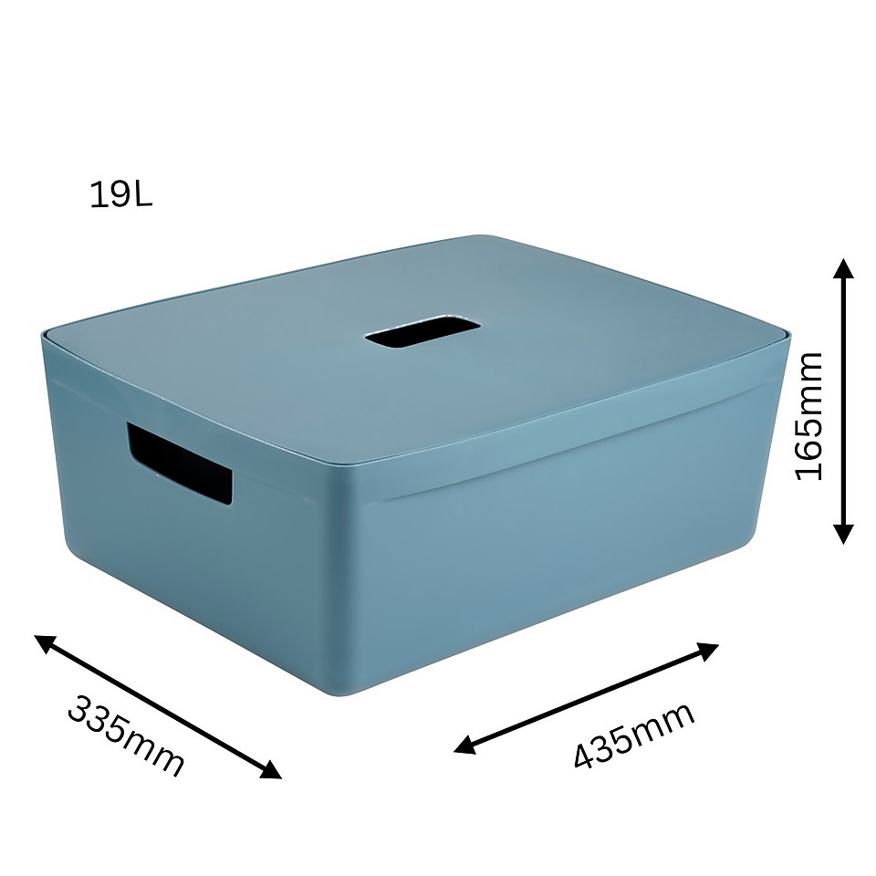 Inabox Home Storage Box & Lid - 19L - Cactus Blue