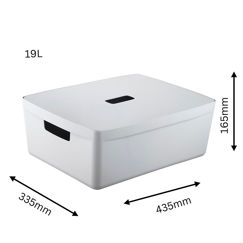 Inabox Home Storage Box & Lid - 19L - Windmill White