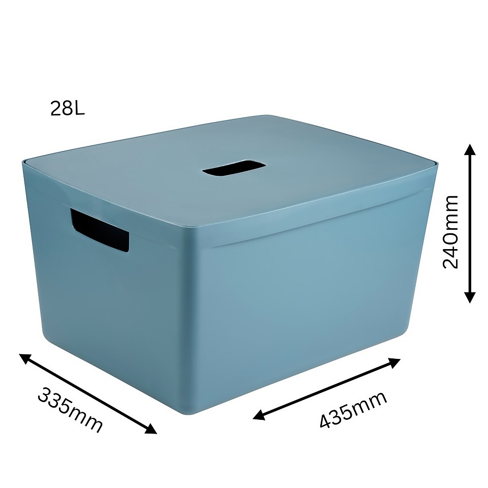 Inabox Home Storage Box & Lid - 28L - Cactus Blue