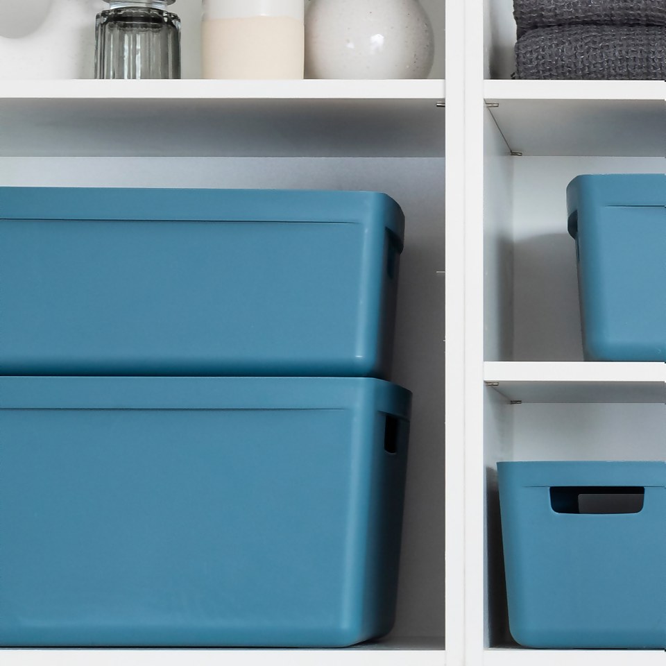 Inabox Home Storage Box & Lid - 28L - Cactus Blue