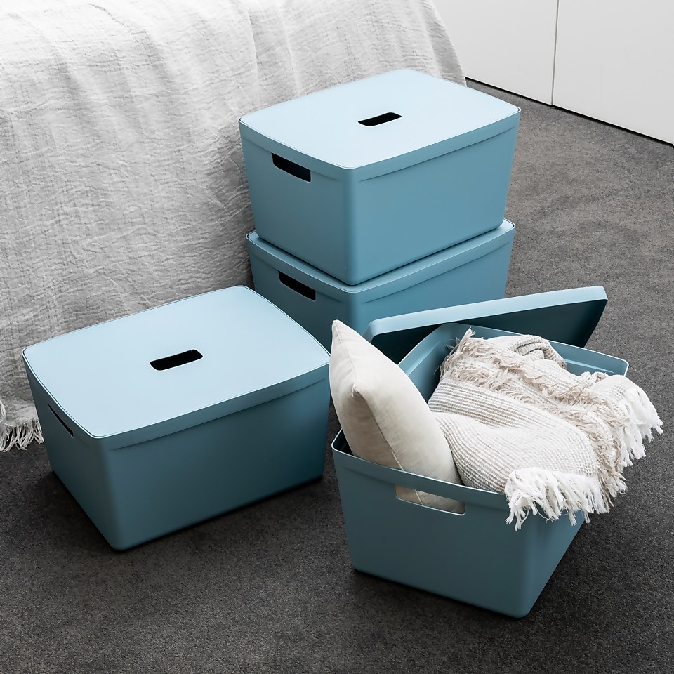 Inabox Home Storage Box & Lid - 28L - Cottage Blue