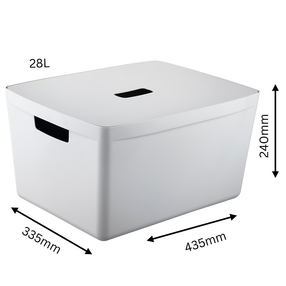 Inabox Home Storage Box & Lid - 28L - Windmill White