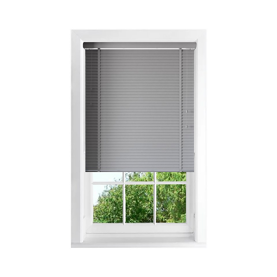 Grey 50mm Faux Wood Blind 60x160cm Homebase