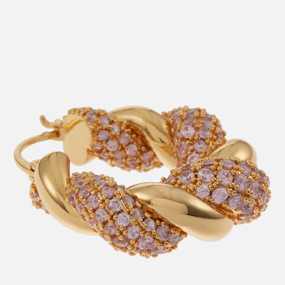 Crystal Haze Croissant Gold-Plated Hoop Earrings