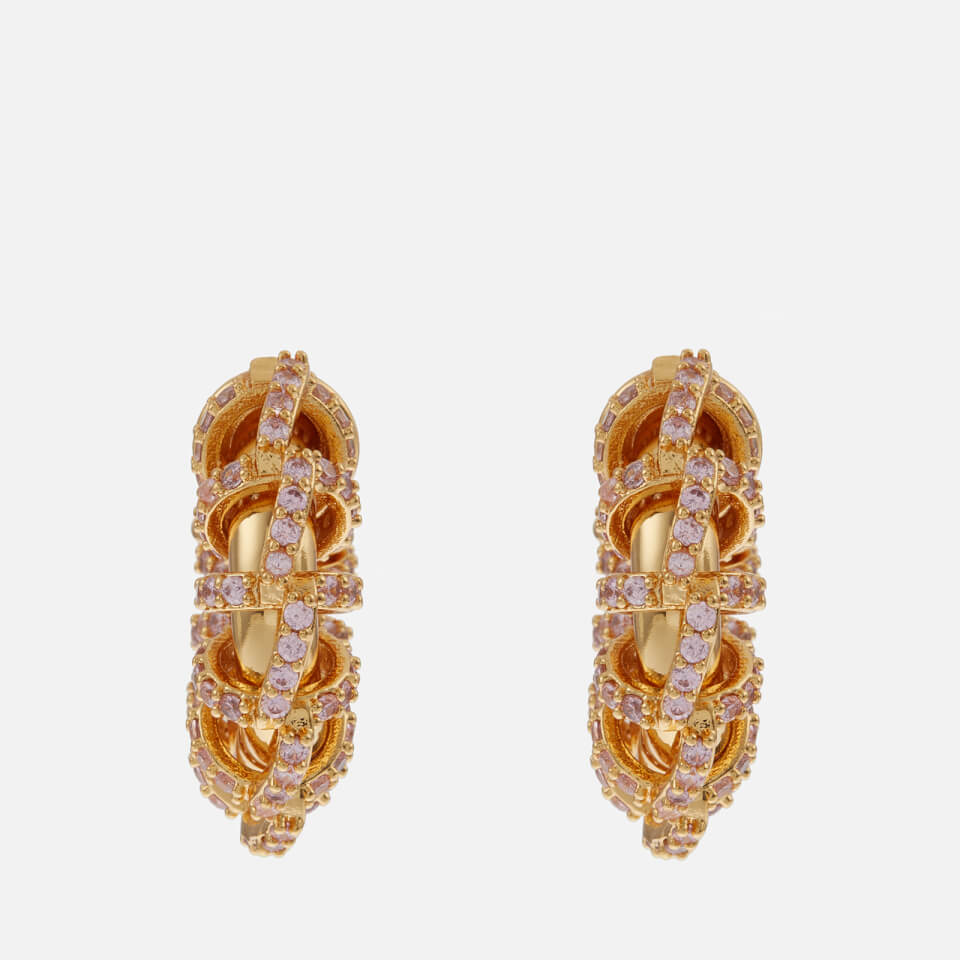 Crystal Haze Caterpillar Gold-Plated Hoop Earrings