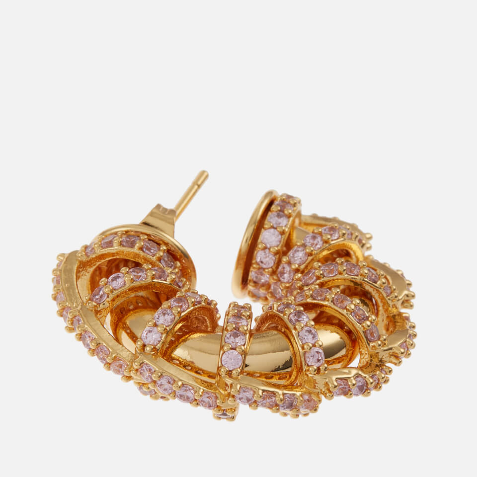 Crystal Haze Caterpillar Gold-Plated Hoop Earrings