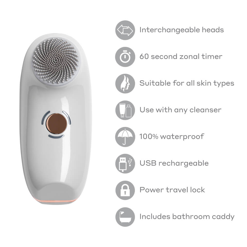 MAGNITONE London BareFaced 3 Vibra-Sonic Cleanse and Massage Brush - Grey