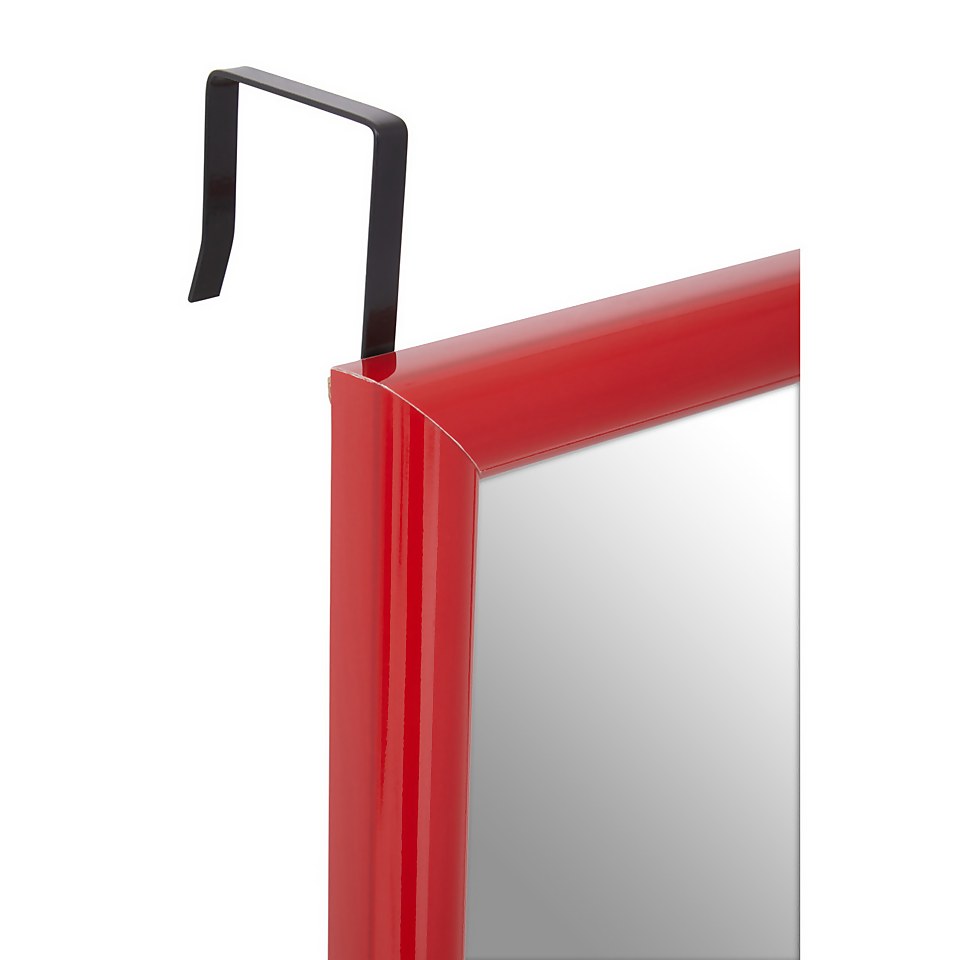 Over Door Hanging Mirror - Red - 33.5x124cm