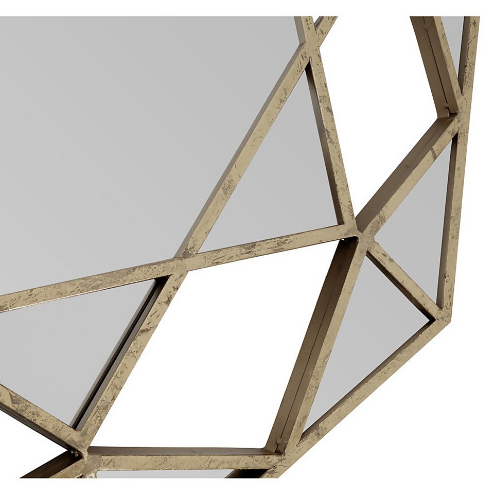 Marcia Faceted Octagonal Wall Mirror - Gold - 81cm