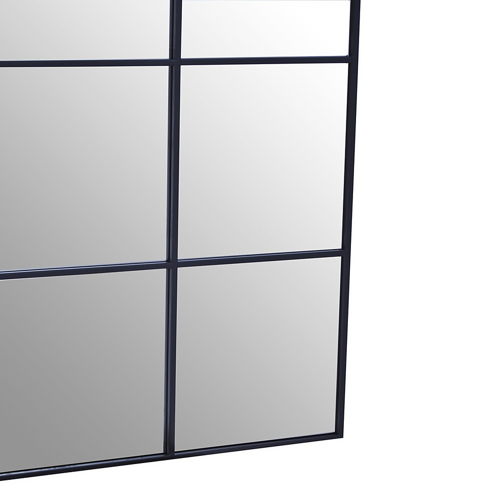 Square Metal Wall Mirror - Black - 95cm