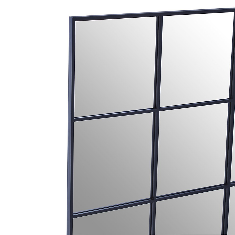 Square Metal Wall Mirror - Black - 95cm