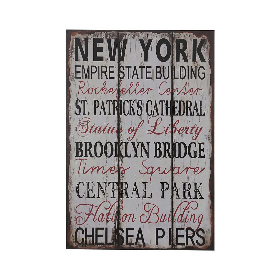 New York Wall Plaque - 25x38cm