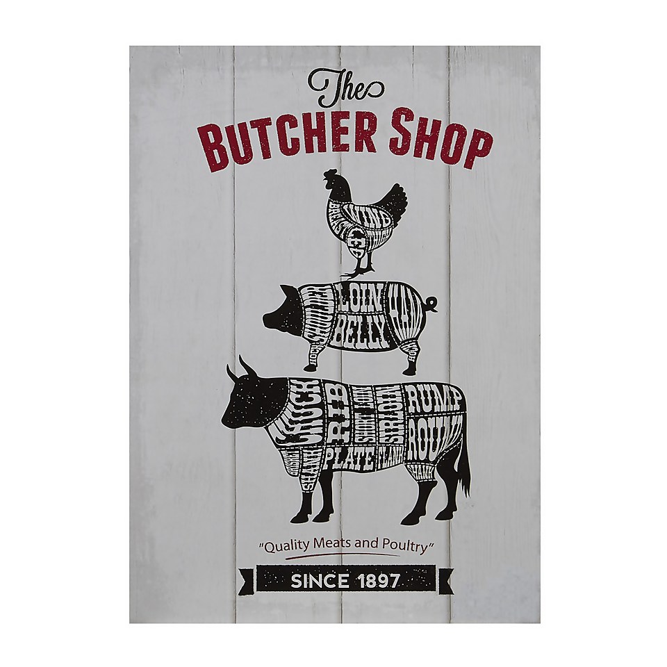 Butchers Shop Wall Plaque - 20x28cm