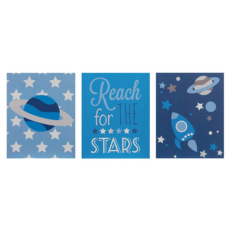 Kids Set of 3 Reach For The Stars Wall Plaques - 16x20cm