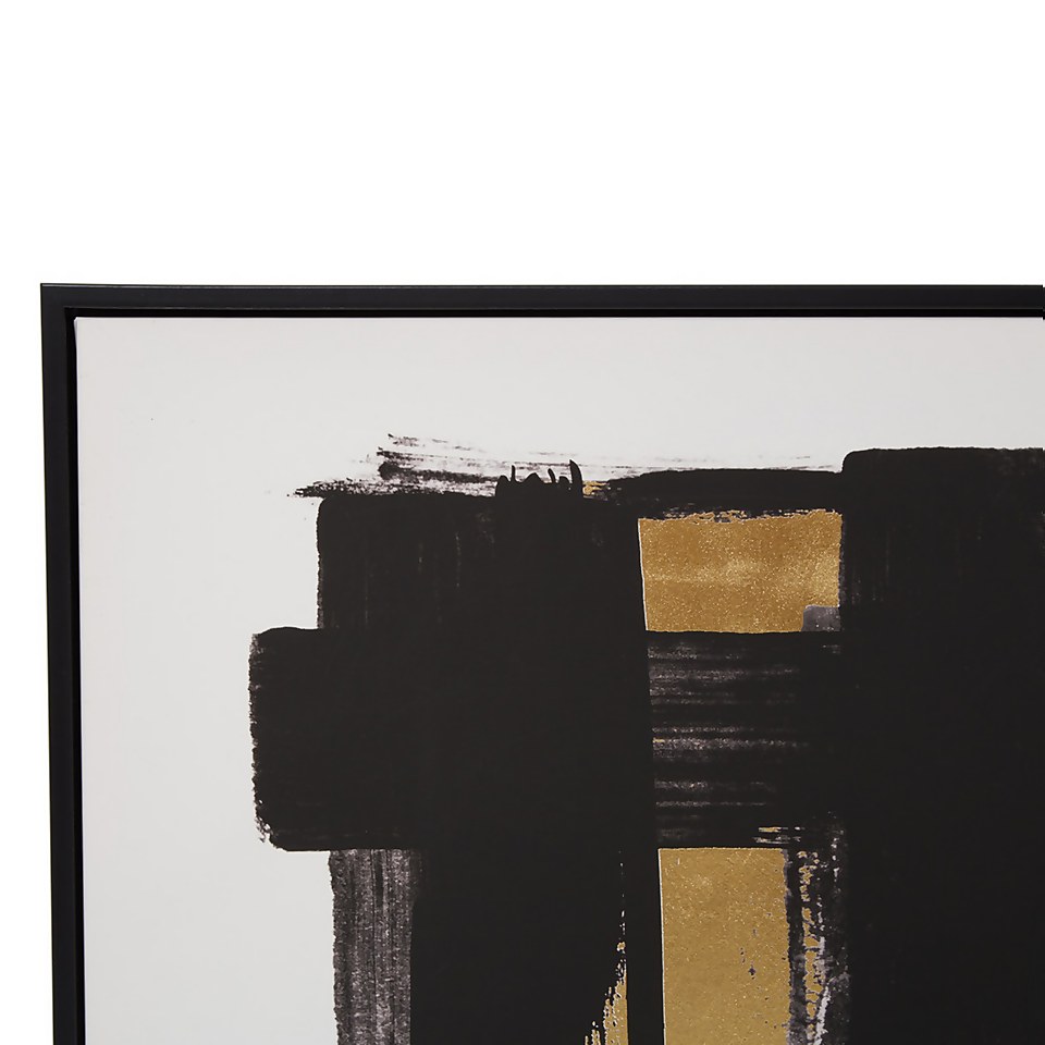 Astratto Canvas Wall Art - Black, White & Gold - 102.6x102.6cm