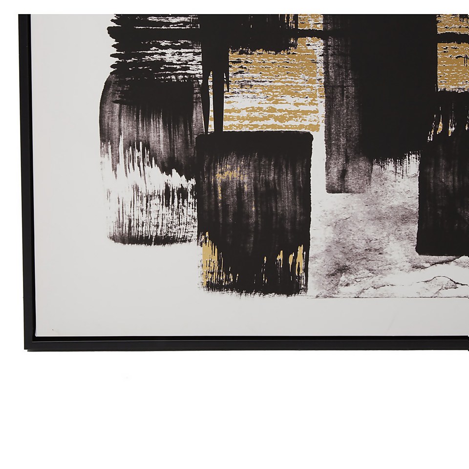 Astratto Canvas Wall Art - Black, White & Gold - 102.6x102.6cm