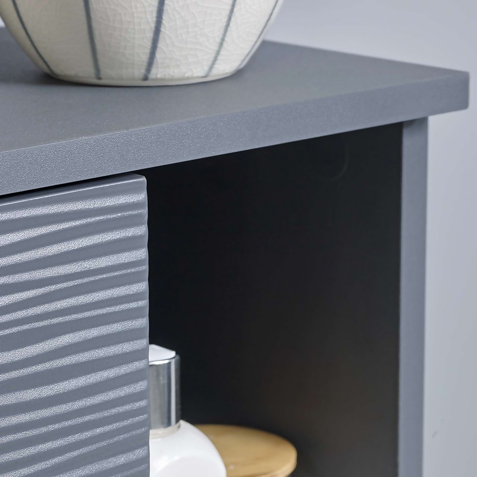 Ruffle 1 Door 3 Shelf Console Table - Grey