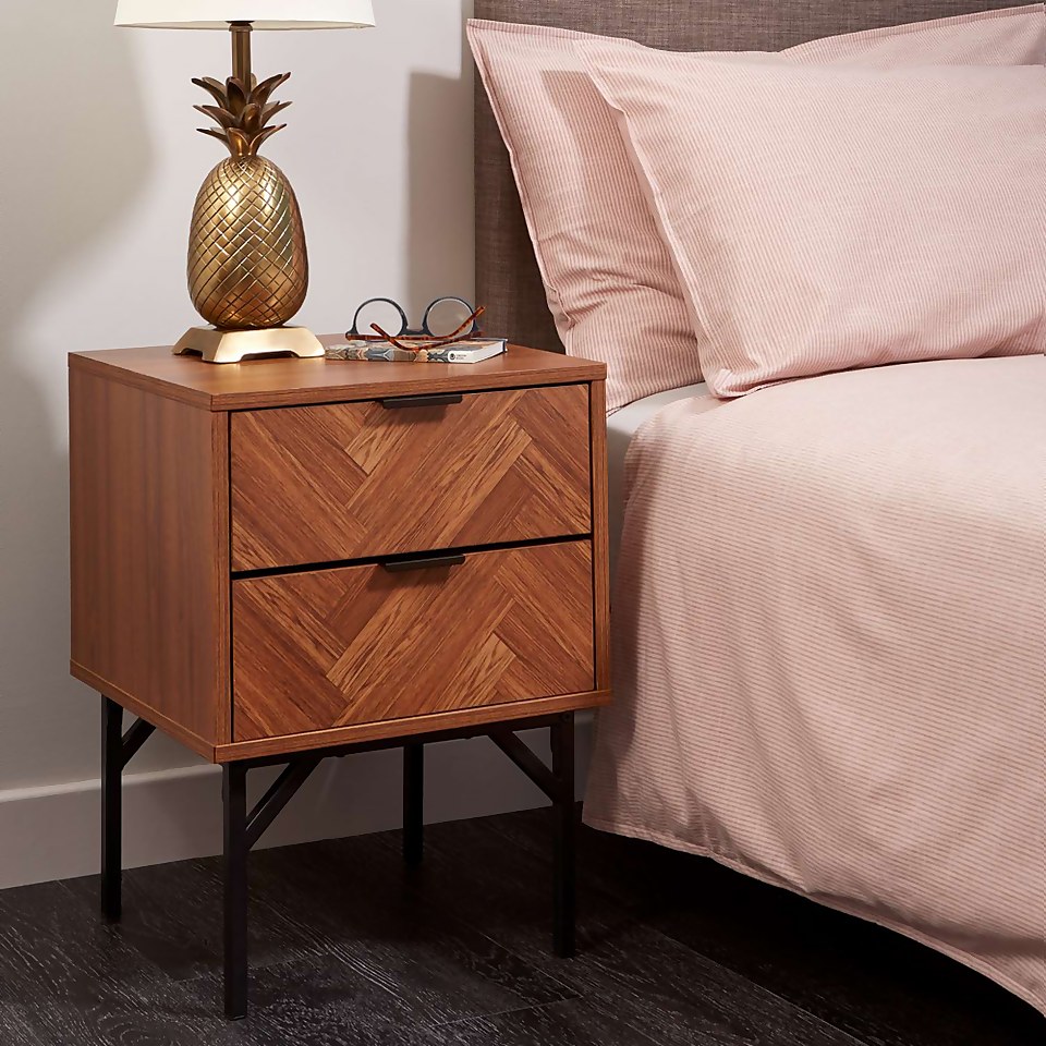 Fulford Chevron 2 Drawer Bedside Table
