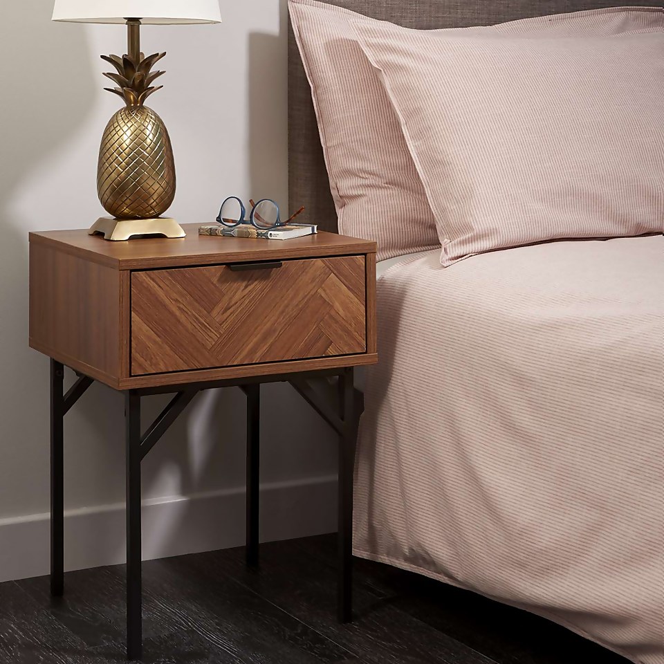 Fulford Chevron 1 Drawer Bedside Table