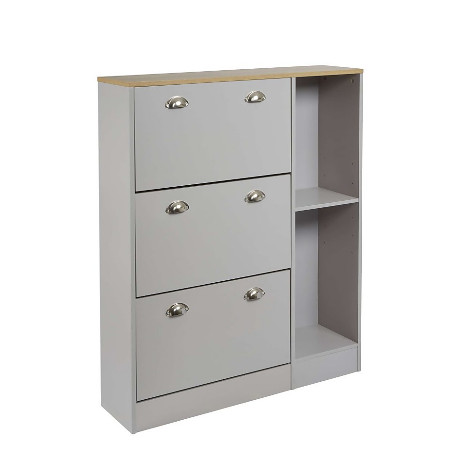 Barnford Shoe Storage Cabinet - Grey & Oak