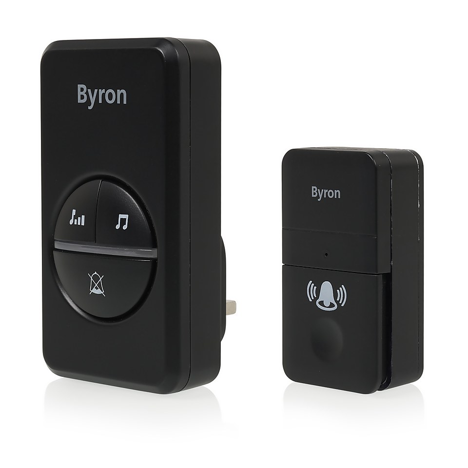 Byron Kinetic Plug In Doorbell - Black Twin Pack