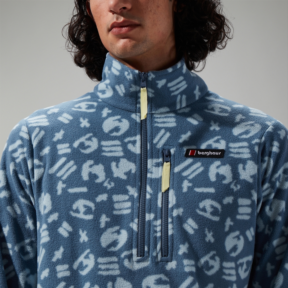 Unisex Prism Printed Trango Half Zip Fleece Blue