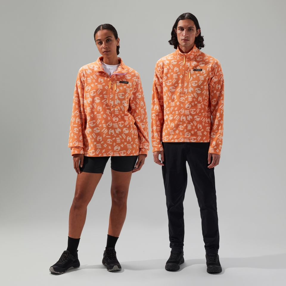Unisex Prism Printed Trango Half Zip Fleece Orange