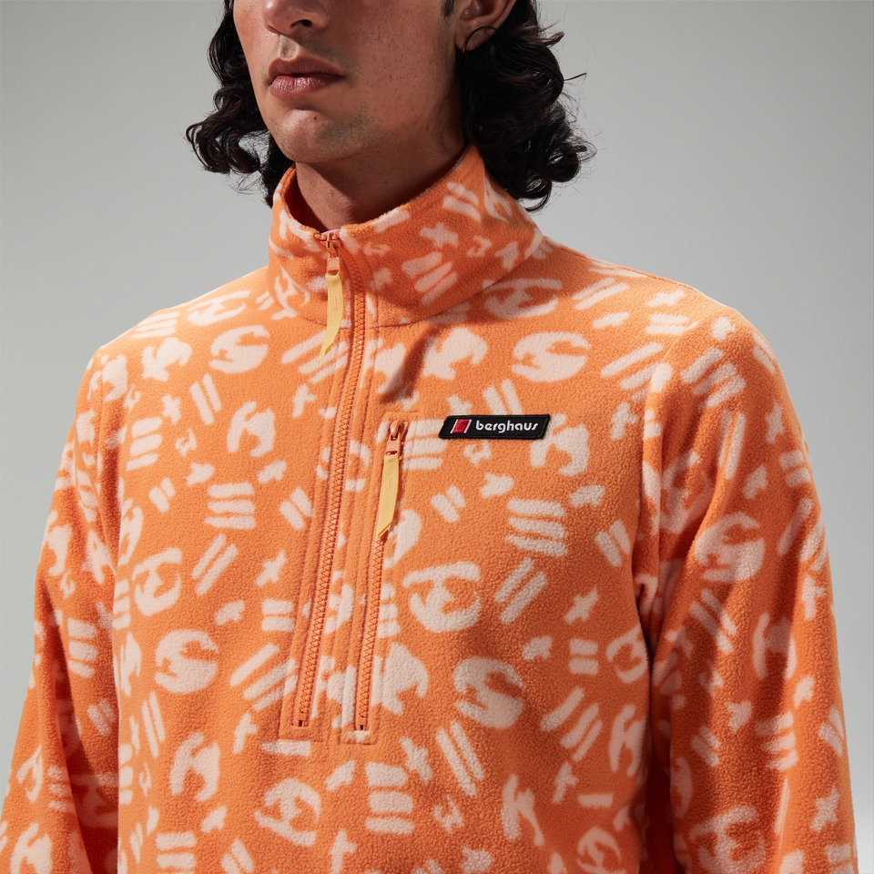 Unisex Prism Printed Trango Half Zip Fleece Orange