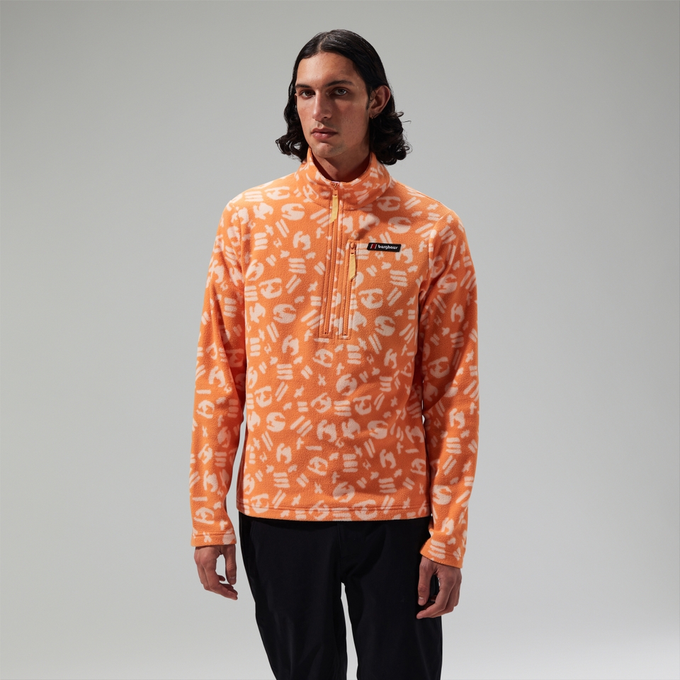Unisex Prism Printed Trango Half Zip Fleece Orange