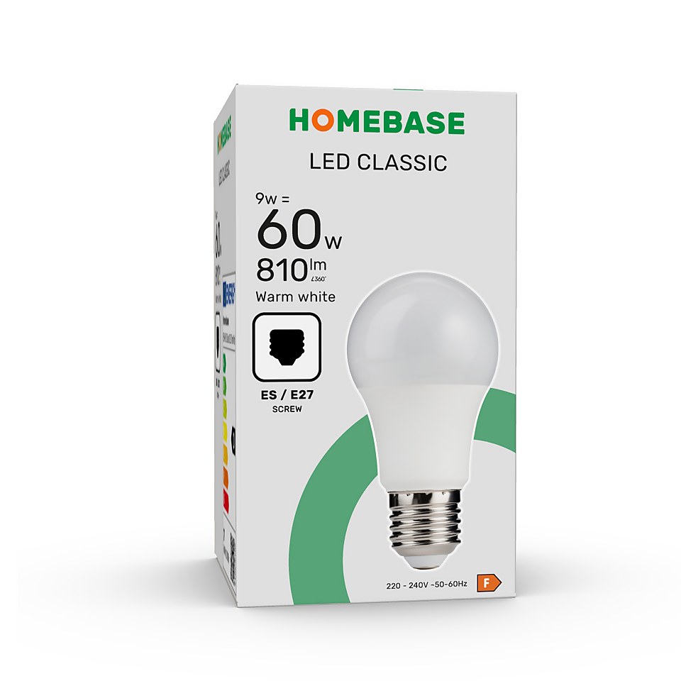 Homebase LED Classic 60W E27 Warm White Light Bulb