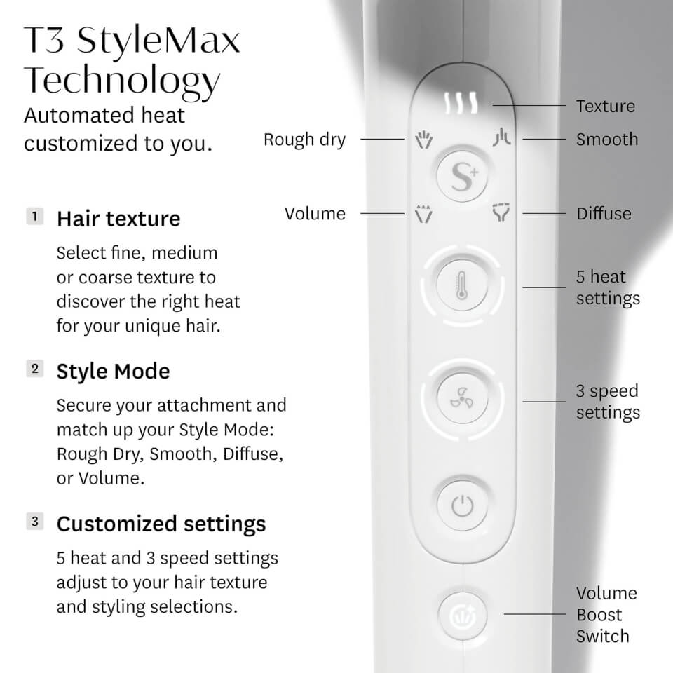 T3 Featherweight StyleMax Professional Hair Dryer with Custom Heat and Speed Automation