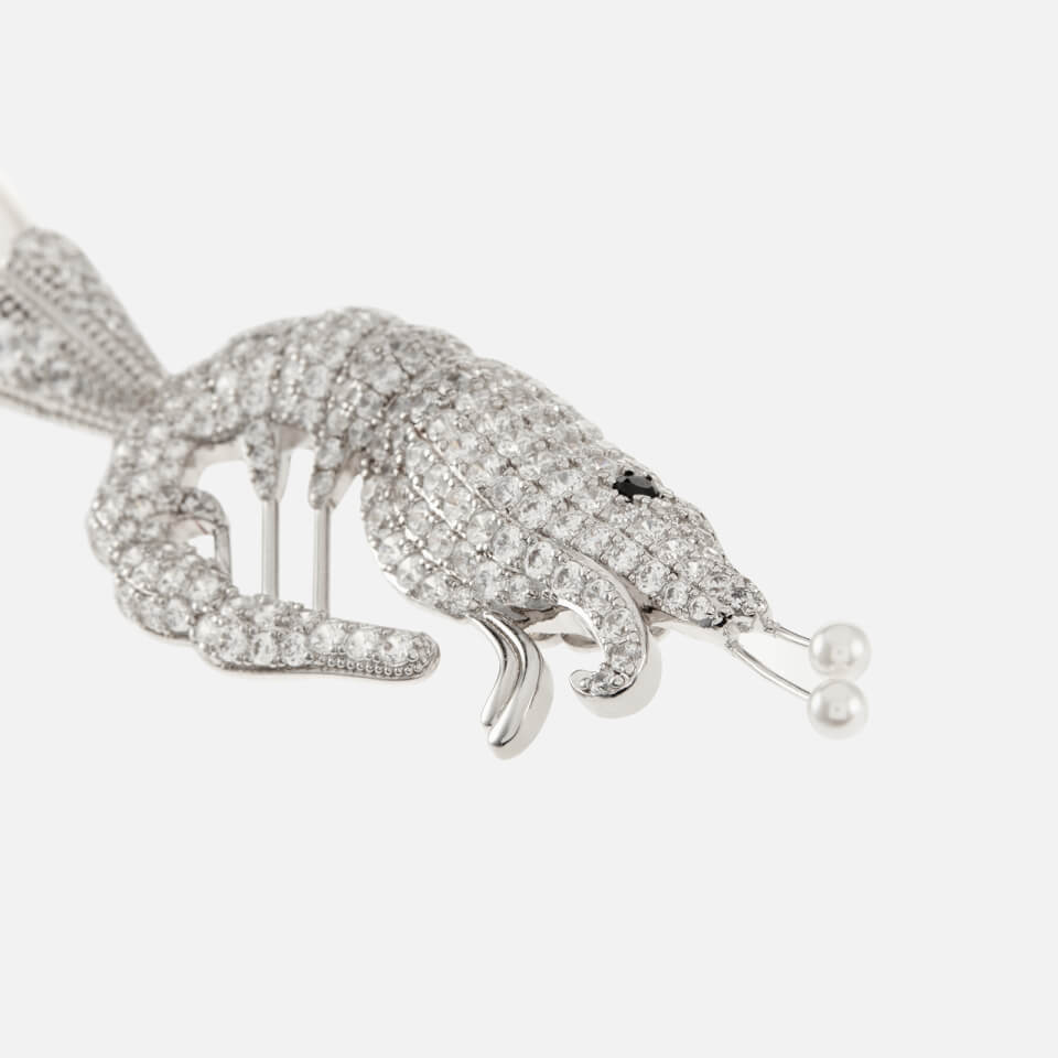 Shrimps Shrimp Silver-Tone Crystal Clip-On Earrings