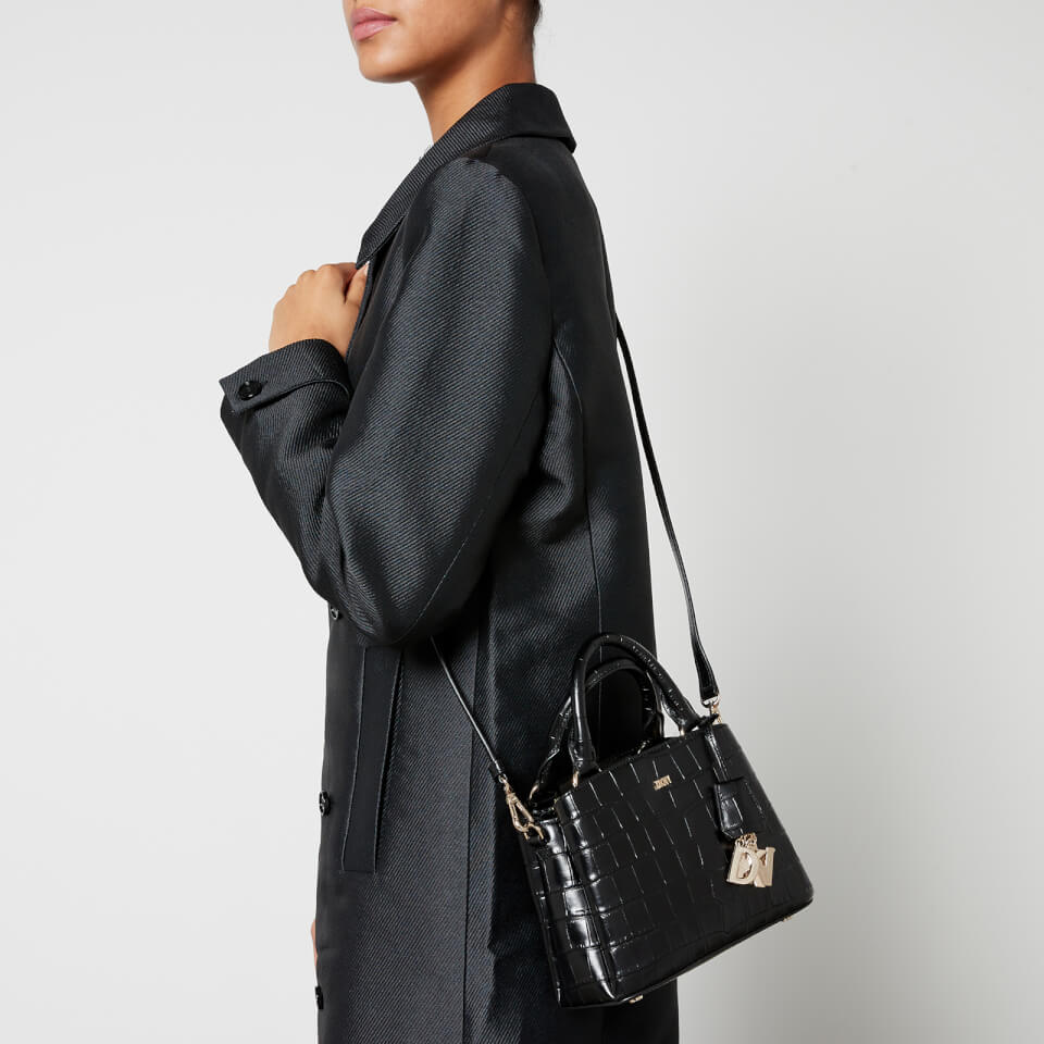 DKNY Paige Croc-Effect Leather Crossbody Satchel Bag