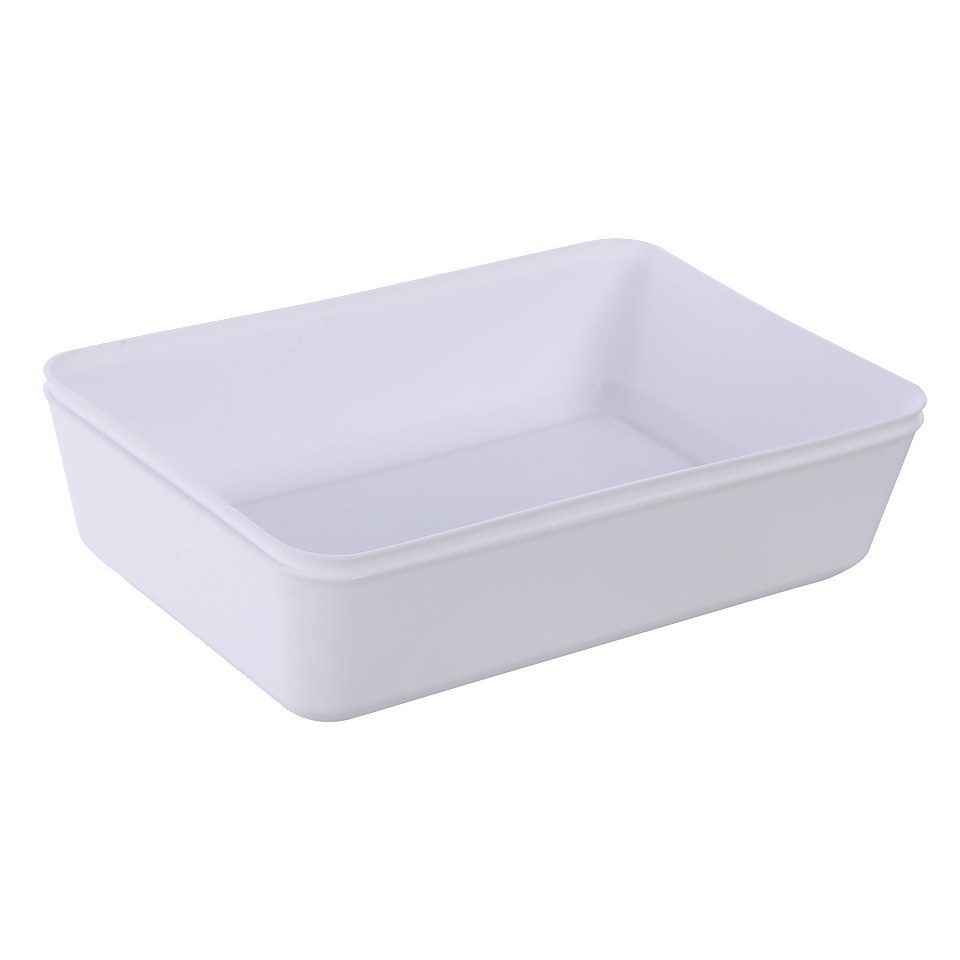 Ezy Storage Utile Organisers Large Storage Tray - Pack of 2 - White