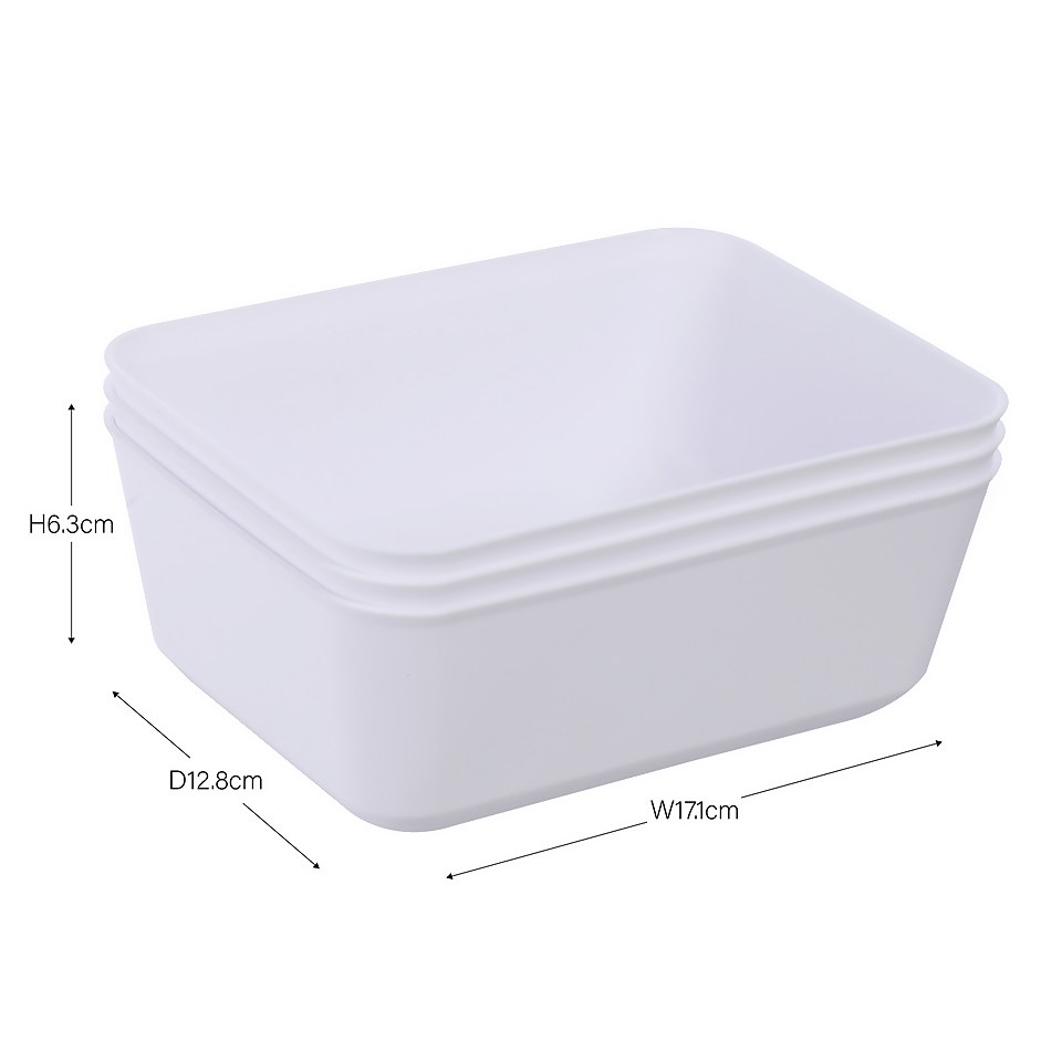 Ezy Storage Utile Organisers Medium Storage Tray - Pack of 3 - White