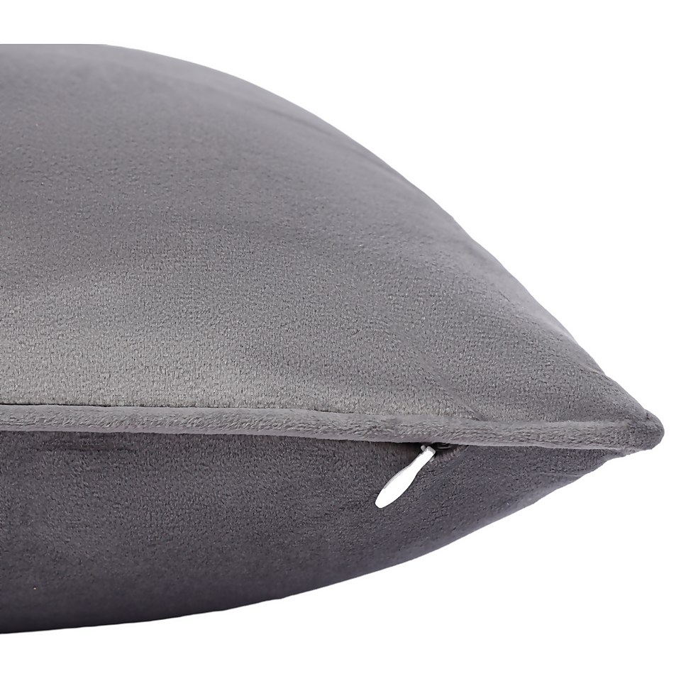 Plain Velvet Cushion - Grey - 43x43cm