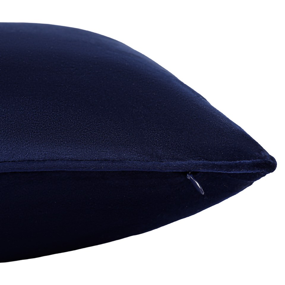 Plain Velvet Cushion - Navy - 43x43cm