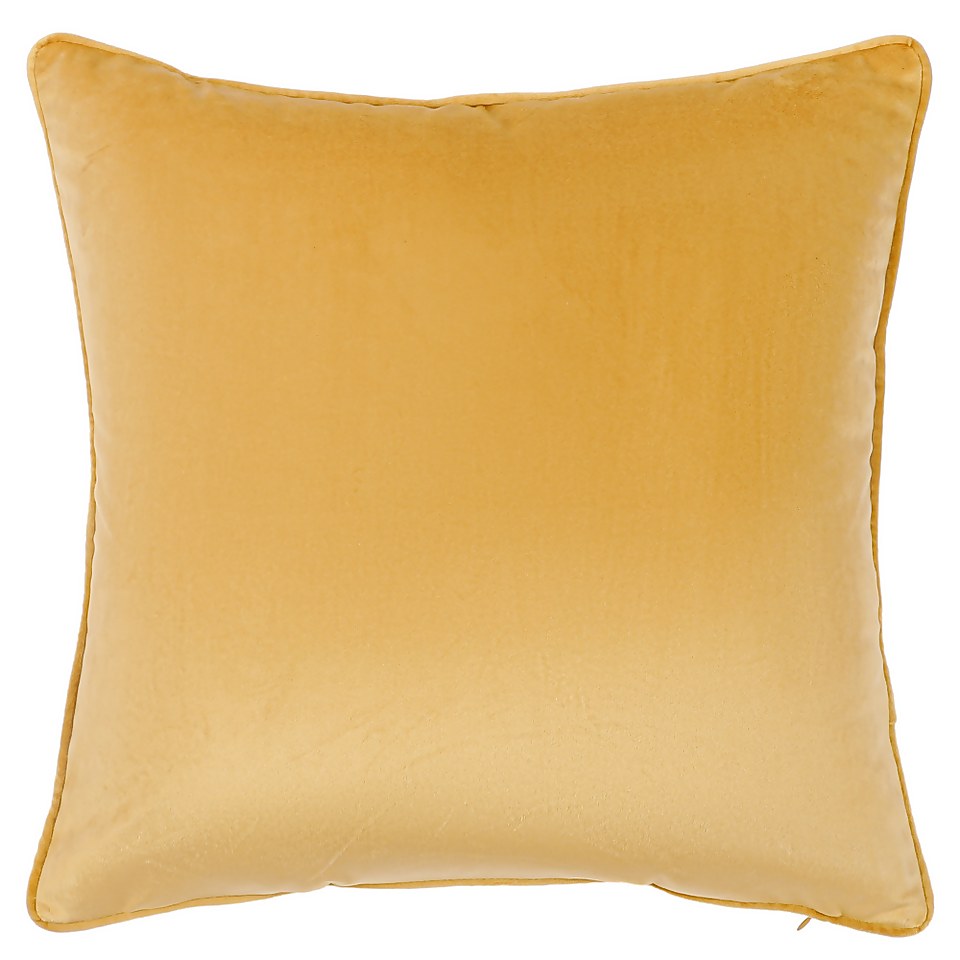 Plain Velvet Cushion - Ochre - 43x43cm