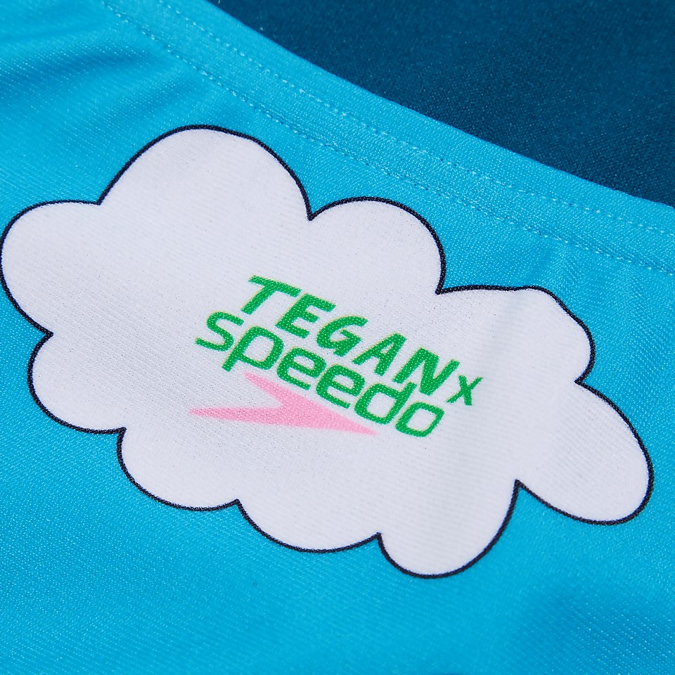Women's Speedo x Tegan Price Cloud Print Tie Back Swimsuit Blue/Pink
