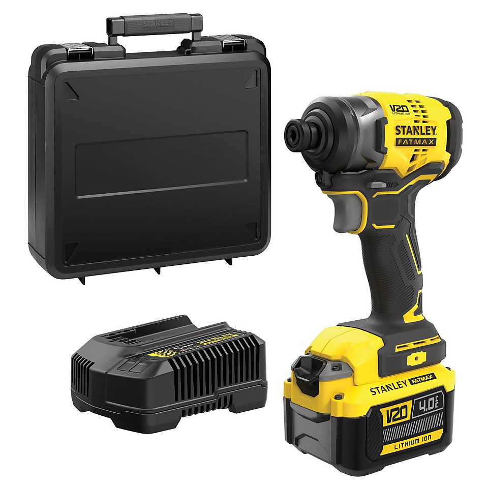 STANLEY FATMAX V20 18V Cordless Brushless Impact Driver 1 x 4.0 Ah SFMCF810M1K GB Homebase